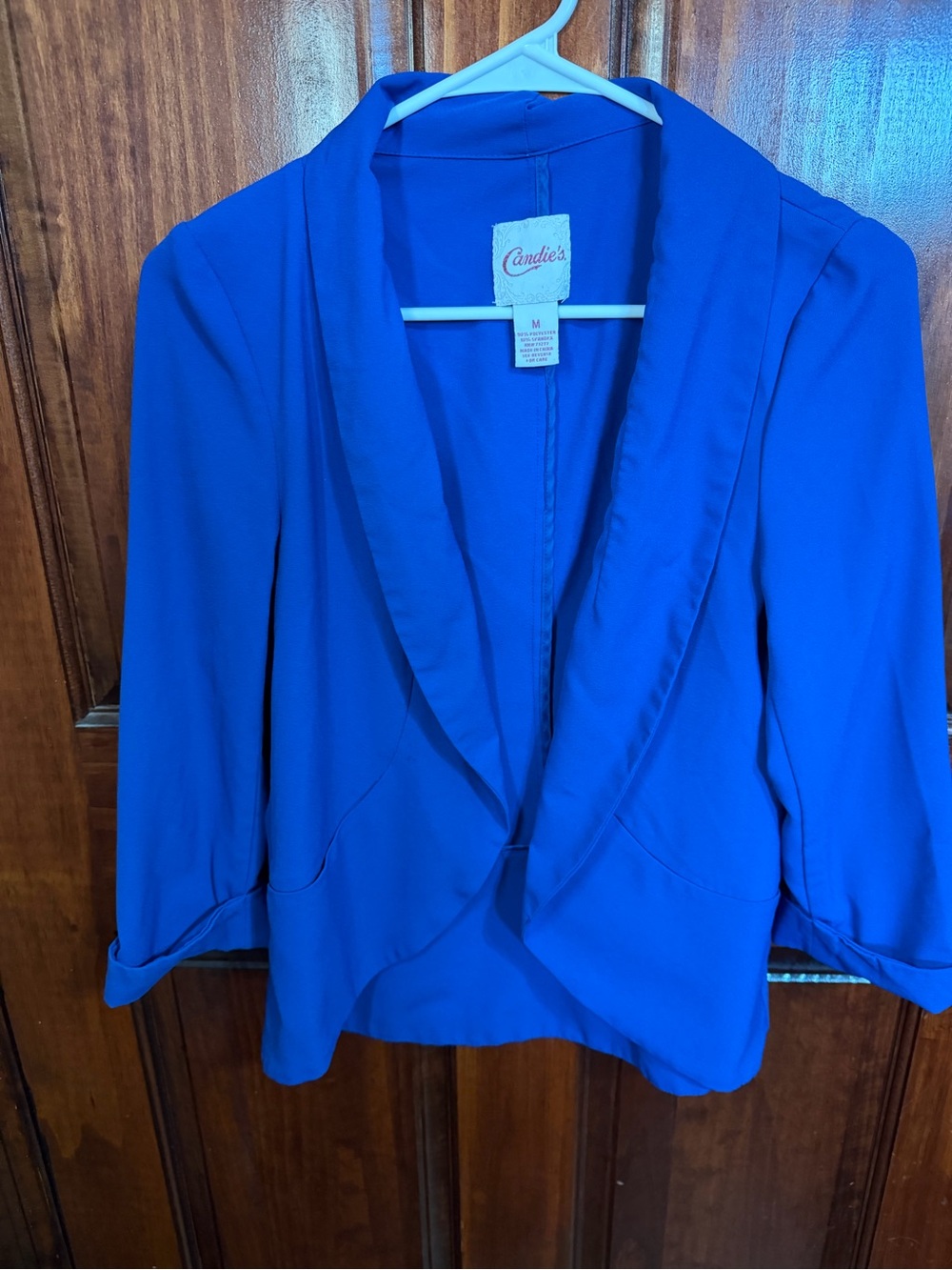 Candie's Bold Blue Open-Front Shawl Collar Blazer